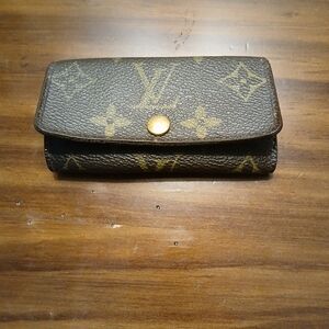 Louis Vuitton Brown Monogram Key & Card Holder with Gold Tone Snap